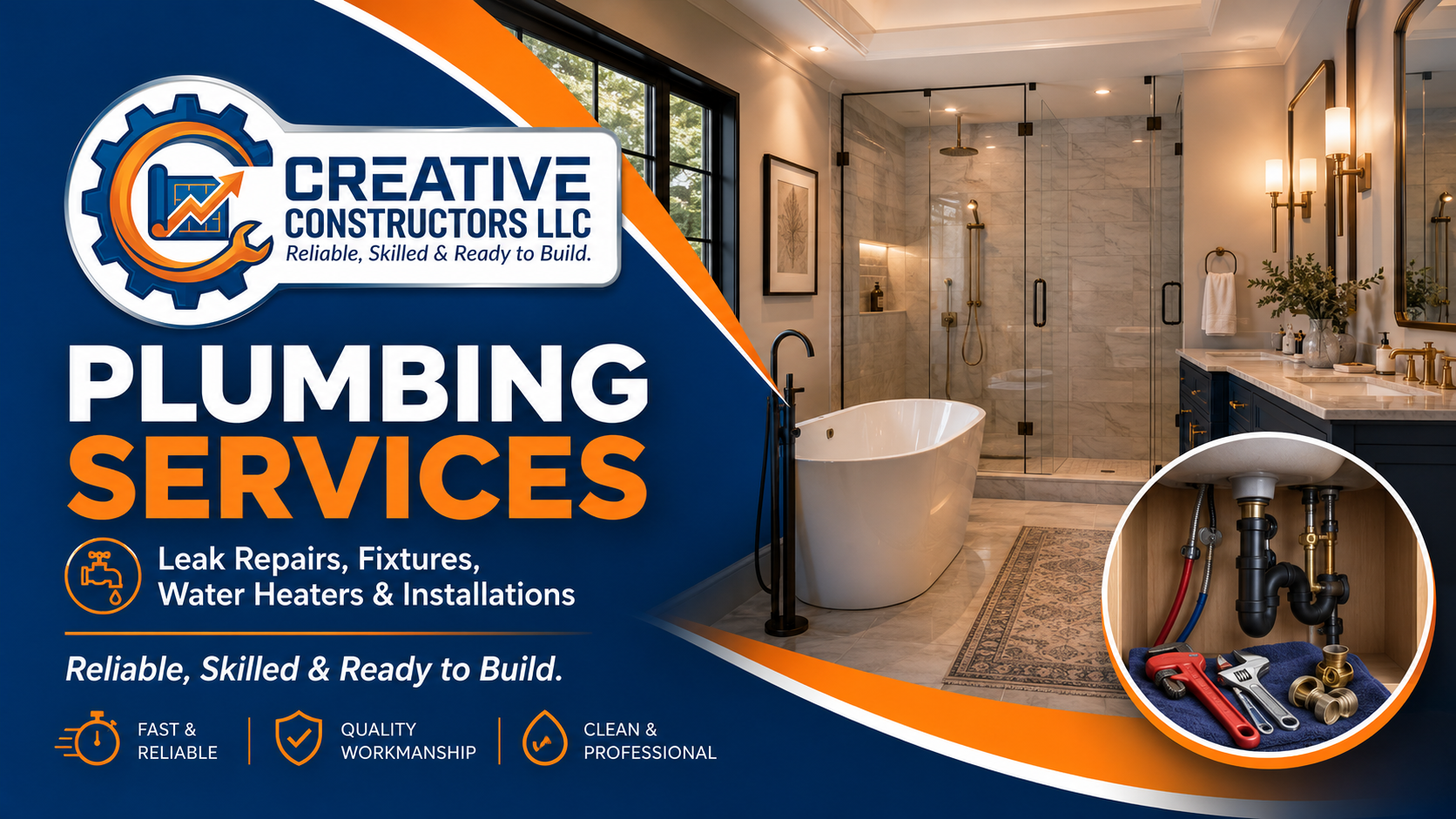 Plumbing services showcase by Creative Constructors
